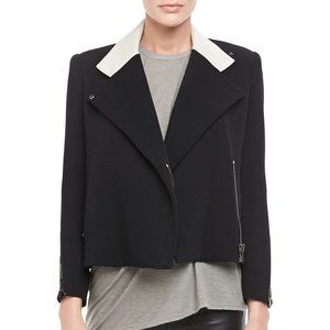 Helmut Lang Black Cropped Blazer with White Contrast Collar